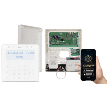 ZESTAW ALARMOWY SATEL INTEGRA 128 PLUS + INT-KSG2R-W + OPU-3P + AWT800 + 17Ah + INT-GSM LTE